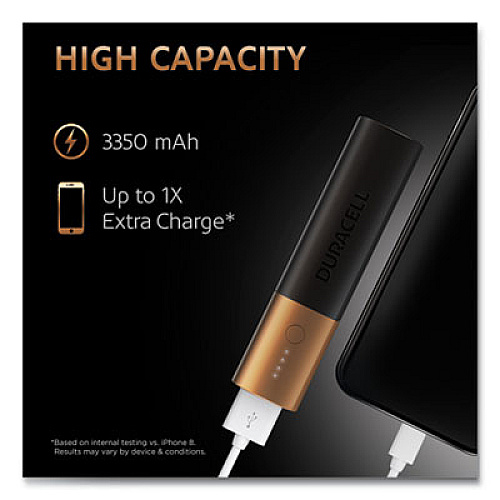 Duracell Rechargeable 3350 mAh Powerbank, 1 Day Portable Charger (DMLIONPB1)