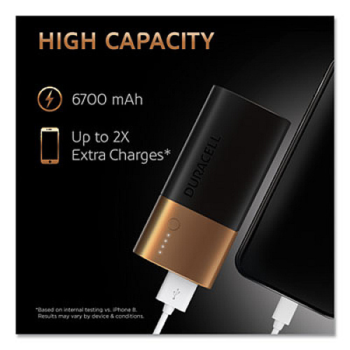 Duracell Rechargeable 6700 mAh Powerbank, 2 Day Portable Charger (DMLIONPB2)