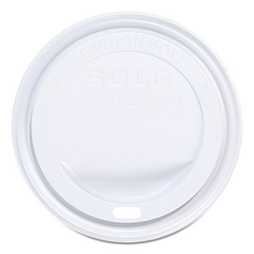 Dart TRAVELER CAPPUCCINO STYLE DOME LID, POLYSTYRENE, FITS 10-24 OZ HOT CUPS, WHITE, 100/PACK (896404)
