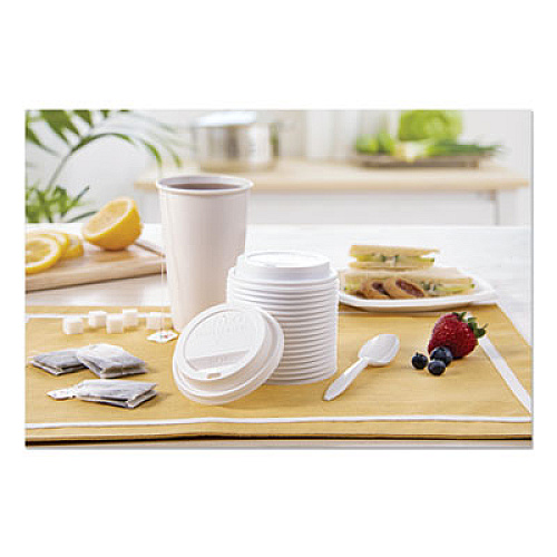 Dart TRAVELER CAPPUCCINO STYLE DOME LID, POLYSTYRENE, FITS 10-24 OZ HOT CUPS, WHITE, 100/PACK (896404)