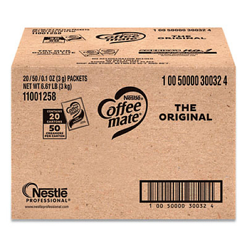 Coffee mate Non-Dairy Powdered Creamer, Original, 3 g Packet, 50/Box, 20 Box/Carton (30032CT)