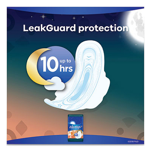 Always Ultra Thin Overnight Pads With Wings, 38/pack (95236PK)