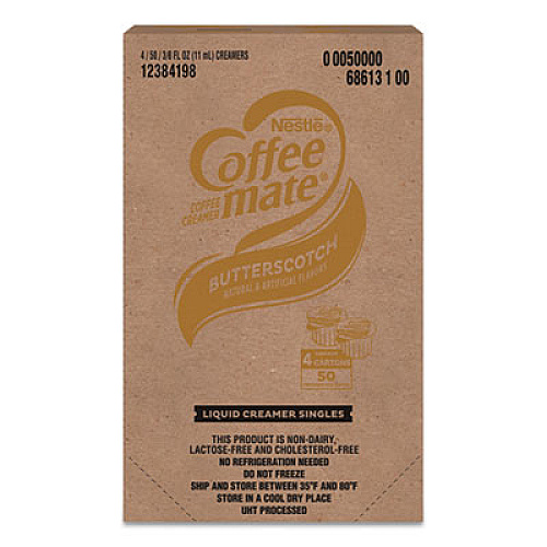 Coffee mate LIQUID COFFEE CREAMER, BUTTERSCOTCH, 0.38 OZ MINI CUPS, 50/BOX, 4 BOXES/CARTON, 200 TOTAL/CARTON (68613CT)