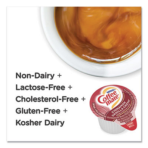 Coffee mate Liquid Coffee Creamer, Cinnamon Vanilla, 0.38 oz Mini Cups, 50/Box, 4 Boxes/Carton, 200 Total/Carton (42498CT)