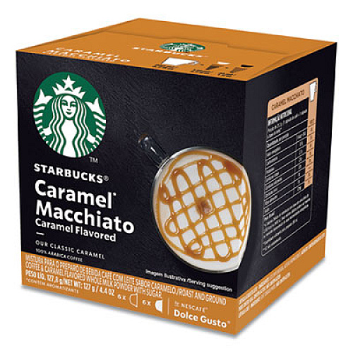 NESCAF Dolce Gusto Starbucks Coffee Capsules, Caramel Macchiato, 36/Carton (94273)