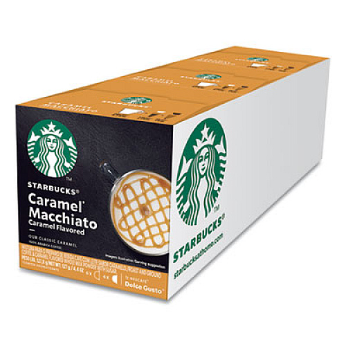 NESCAF Dolce Gusto Starbucks Coffee Capsules, Caramel Macchiato, 36/Carton (94273)