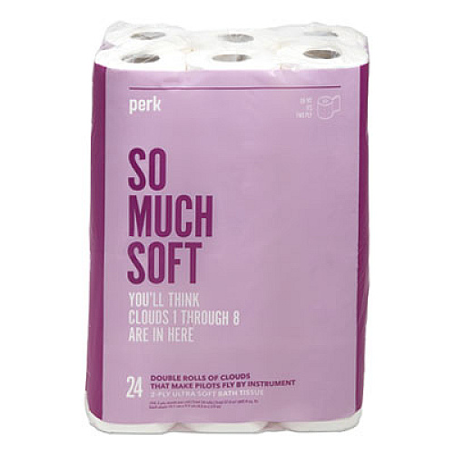 Perk Ultra Soft Two-Ply Standard Toilet Paper, Septic Safe, White, 154 Sheets/Roll, 24 Rolls/Pack (24380328)