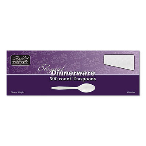 Berkley Square Elegant Dinnerware Heavyweight Cutlery, Polystyrene, Spoon, White, 500/Box (1073010)