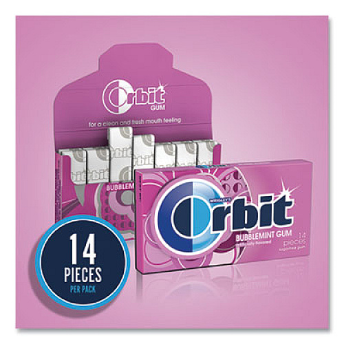 Orbit SUGAR-FREE CHEWING GUM, BUBBLEMINT, 12/BOX (2051021)