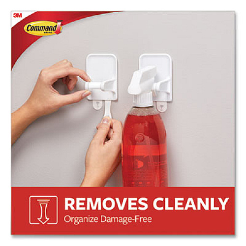 Command Spray Bottle Holder, 2.34w x 1.69d x 3.34h, White, 2 Hangers/4 Strips/Pack (170092ES)