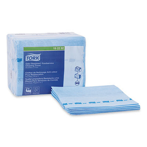 Tork Small Pack Foodservice Cloth, 1-Ply, 11.75 x 14.75, Unscented, Blue/Blue Stripe, 50/Poly Pack, 4 Packs/Carton (192292)