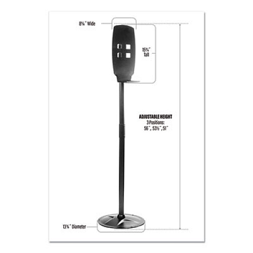 Kantek Floor Stand for Sanitizer Dispensers, Height Adjustable from 50" to 60", Black (SD200)