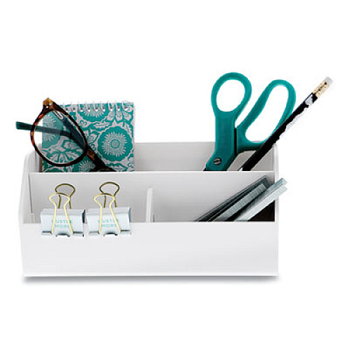Bostitch KONNECT DESKTOP ORGANIZER STORAGE BIN, WIDE, 7.5" X 3.5" X 3.5", WHITE (24357583)