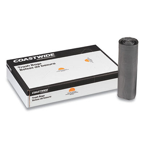 Coastwide Professional Linear Low-Density Can Liners, 56 gal, 0.95 mil, 43" x 47", Gray, 100/Carton (116697)