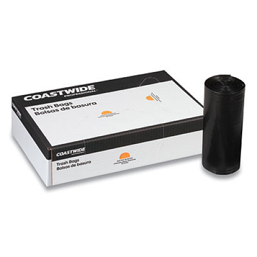Coastwide Professional High-Density Can Liners, 56 gal, 16 mic, 43" x 48", Black, 200/Carton (168571)
