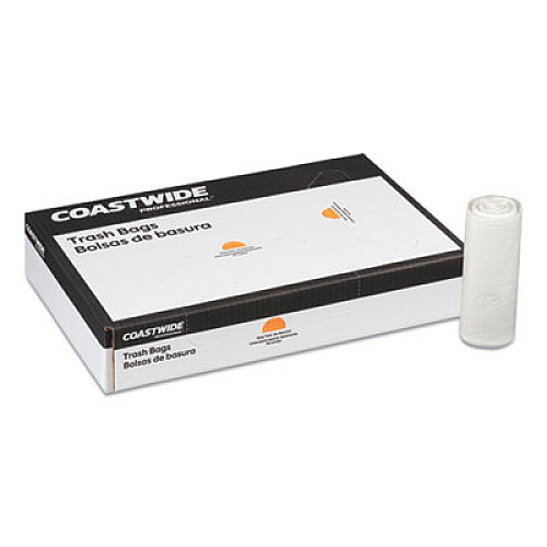 Coastwide Professional High-Density Can Liners, 10 gal, 8 mic, 24" x 24", Natural, 1000/Cartom (275497)