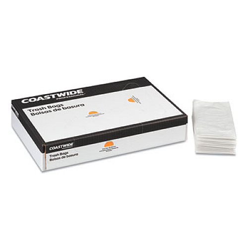 Coastwide Professional Linear Low-Density Can Liners, 30 gal, 0.65 mil, 30" x 36", Clear, 250/Carton (420464)
