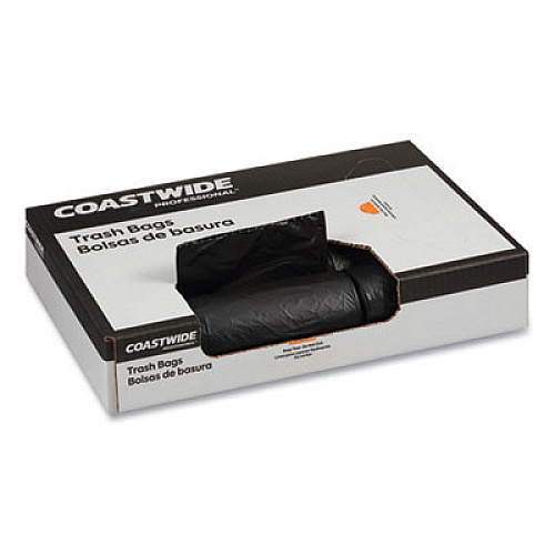 Coastwide Professional AccuFit Linear Low-Density Can Liners, 55 gal, 1.3 mil, 40" x 53", Black, 100/Carton (472384)