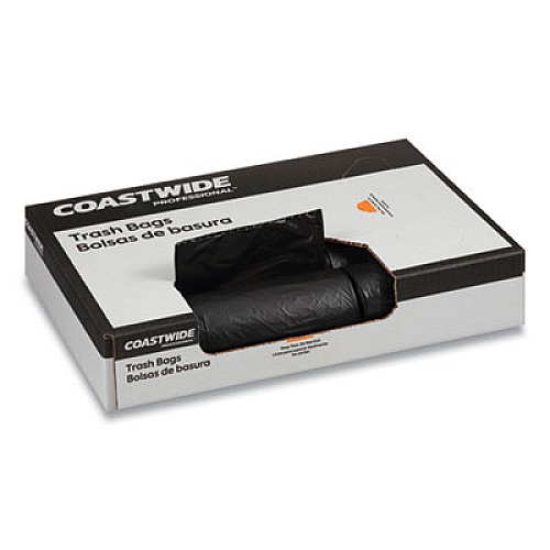 Coastwide Professional AccuFit Linear Low-Density Can Liners, 23 gal, 0.9 mil, 28" x 45", Black, 200/Carton (477567)