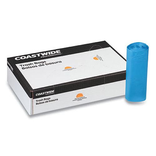 Coastwide Professional High-Density Can Liners, 45 gal, 19 mic, 40" x 48", Blue, 200/Carton (657093)