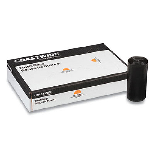 Coastwide Professional High-Density Can Liners, 33 gal, 22 mic, 33" x 40", Black, 200/Carton (814861)