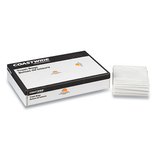 Coastwide Professional Linear Low-Density Can Liners, 60 gal, 0.74 mil, 38" x 58", White, 100/Carton (814877)