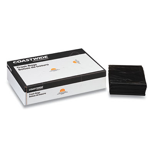 Coastwide Professional Reprocessed Resin Can Liners, 56 gal, 1.8 mil, 43" x 47", Black, 100/Carton (814882)
