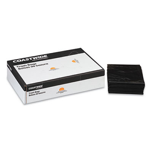 Coastwide Professional Reprocessed Resin Can Liners, 45 gal, 1.8 mil, 40" x 46", Black, 100/Carton (814891)