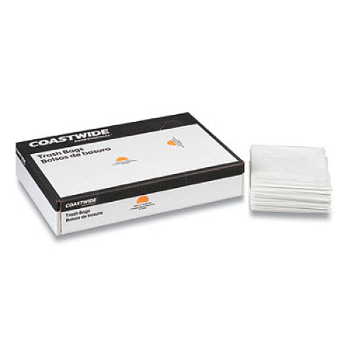 Coastwide Professional Linear Low-Density Can Liners, 45 gal, 0.74 mil, 40" x 46", White, 100/Carton (814897)