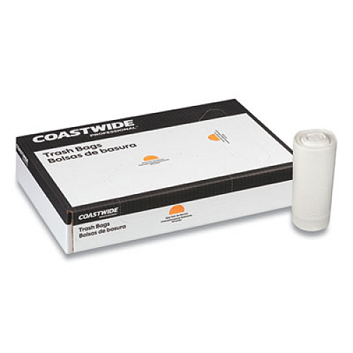 Coastwide Professional Linear Low-Density Can Liners, 60 gal, 1.3 mil, 38" x 58", Clear, 100/Carton (847292)