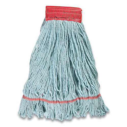 Coastwide Professional Looped-End Wet Mop Head, PET/Rayon Blend, Large, 5" Headband, Blue (24420780)