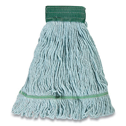 Coastwide Professional Looped-End Wet Mop Head, PET/Rayon Blend, Medium, 5" Headband, Blue (24420784)