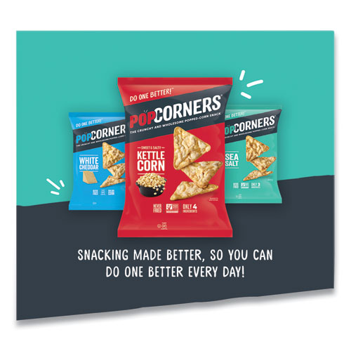 Medora Snacks POPCORNERS POPPED CORN CHIPS VARIETY SNACK BAGS, SEA SALT, SWEET AND SALTY KETTLE CORN, WHITE CHEDDAR, 1 OZ BAG, 18/CARTON (24403381)