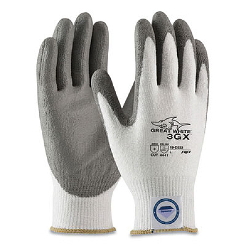 PIP GREAT WHITE 3GX SEAMLESS KNIT DYNEEMA DIAMOND BLENDED GLOVES, LARGE, WHITE/GRAY (1639162)