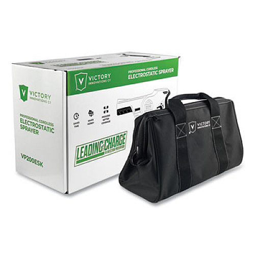 Victory Innovations Co Professional Cordless Electrostatic Handheld Sprayer, 33.8 oz, 48" Hose, Green/Translucent White/Black (VP200ESK)