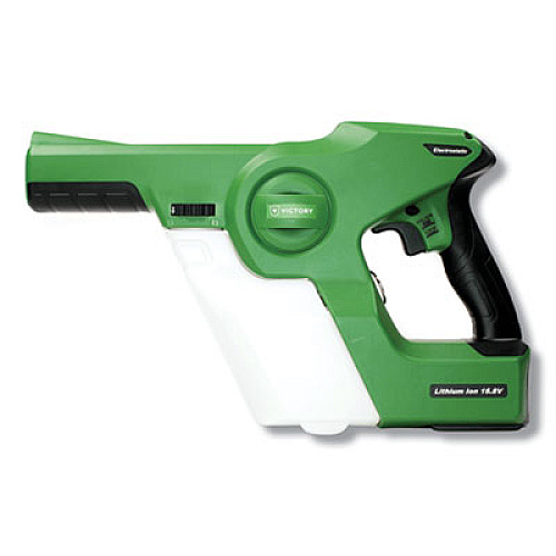 Victory Innovations Co Professional Cordless Electrostatic Handheld Sprayer, 33.8 oz, 48" Hose, Green/Translucent White/Black (VP200ESK)
