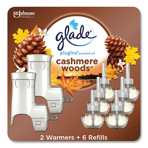 Glade PLUGIN SCENTED OIL, CASHMERE WOODS, 0.67 OZ, 2 WARMERS AND 6 REFILLS/PACK (24429115)