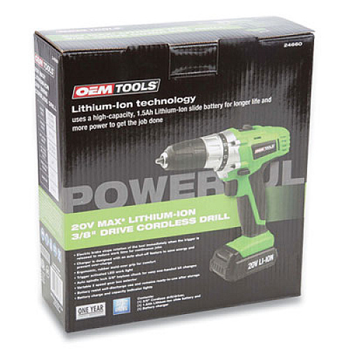 OEMTOOLS 20V Max.Li-ion 3/8 Inch Drive Cordless Drill (24660)
