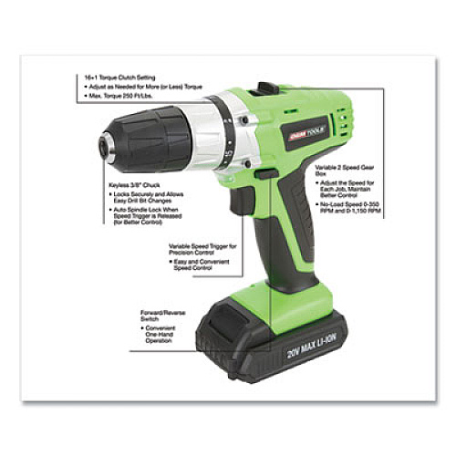 OEMTOOLS 20V Max.Li-ion 3/8 Inch Drive Cordless Drill (24660)