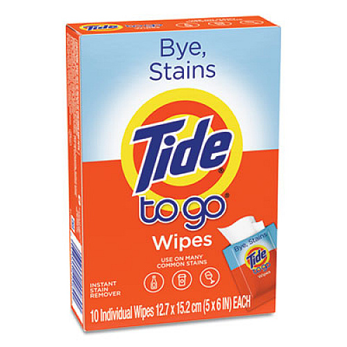 Tide TO GO INSTANT STAIN REMOVER WIPES, 6 X 5, SCENTED, 10/BOX, 12 BOXES/CARTON (49089)