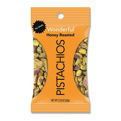 Paramount Farms WONDERFUL NO SHELLS HONEY-ROASTED PISTACHIOS, 2.25 OZ BAG, 24/CARTON (24420303)