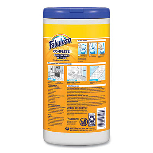Fabuloso Multi Purpose Wipes, Lemon, 7 x 7, 90/Canister (97298EA)
