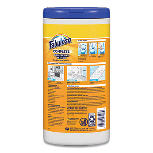 Fabuloso Multi Purpose Wipes, Lemon, 7 x 7, 90/Canister, 4 Canisters/Carton (97298)