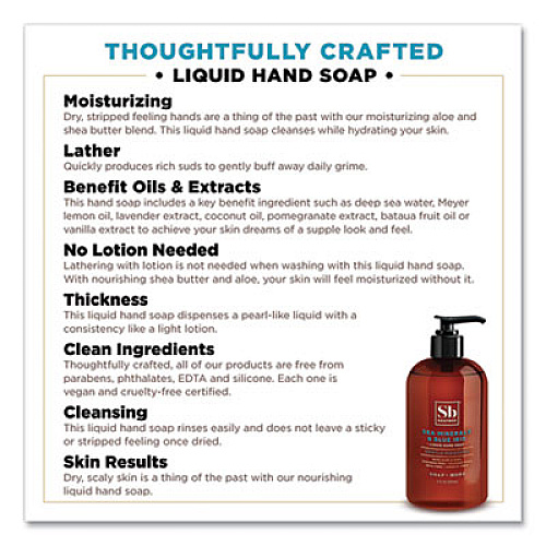 Soapbox Hand Soap, Sea Minerals and Blue Iris, 12 oz, 12/Carton (00678CT)