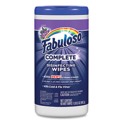 Fabuloso Multi Purpose Wipes, Lavender, 7 x 7, 90/Canister, 4 Canisters/Carton (97301)