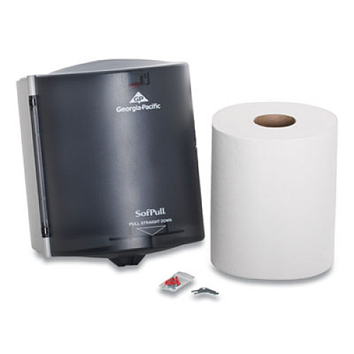 Georgia Pacific Professional SofPull CenterPull Hand Towel Dispenser, Includes Roll of 320 Centerpull Towels, 9.56 x 9.38 x 12.06, Gray (58206)