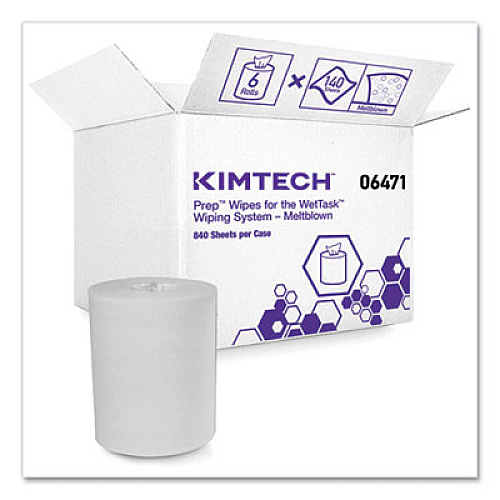 Kimtech WetTask System Prep Wipers for Bleach, Disinfectants and Sanitizers Hygienic Enclosed System Refills, 140/Roll, 6 Roll/Carton (0647104)