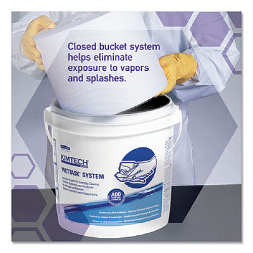 WypAll Power Clean Wipers for Disinfectants, Sanitizers,Solvents WetTask Customizable Wet Wipe System, 140/Roll, 6 Rolls/1 Bucket/CT (0621102)