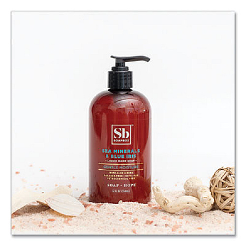 Soapbox Hand Soap, Sea Minerals and Blue Iris, 12 oz, 12/Carton (00678CT)