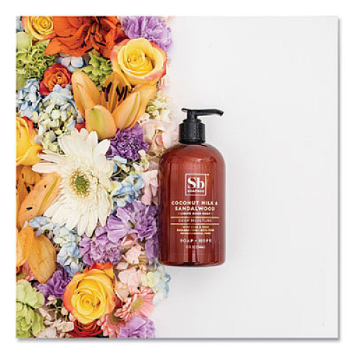 Soapbox Hand Soap, Coconut Milk and Sandalwood, 12 oz Pump Bottle, 12/Carton (00676CT)